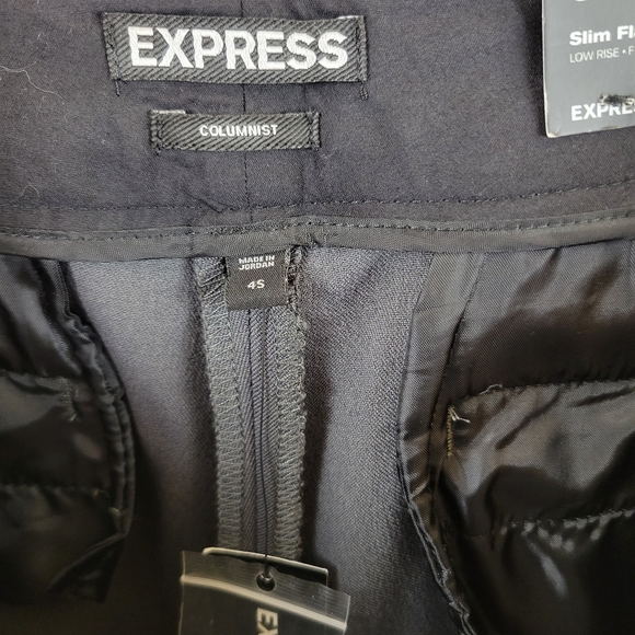 EXPRESS Columnist Studio Stretch Slim Flare grey low rise career office pants - Picture 8 of 11